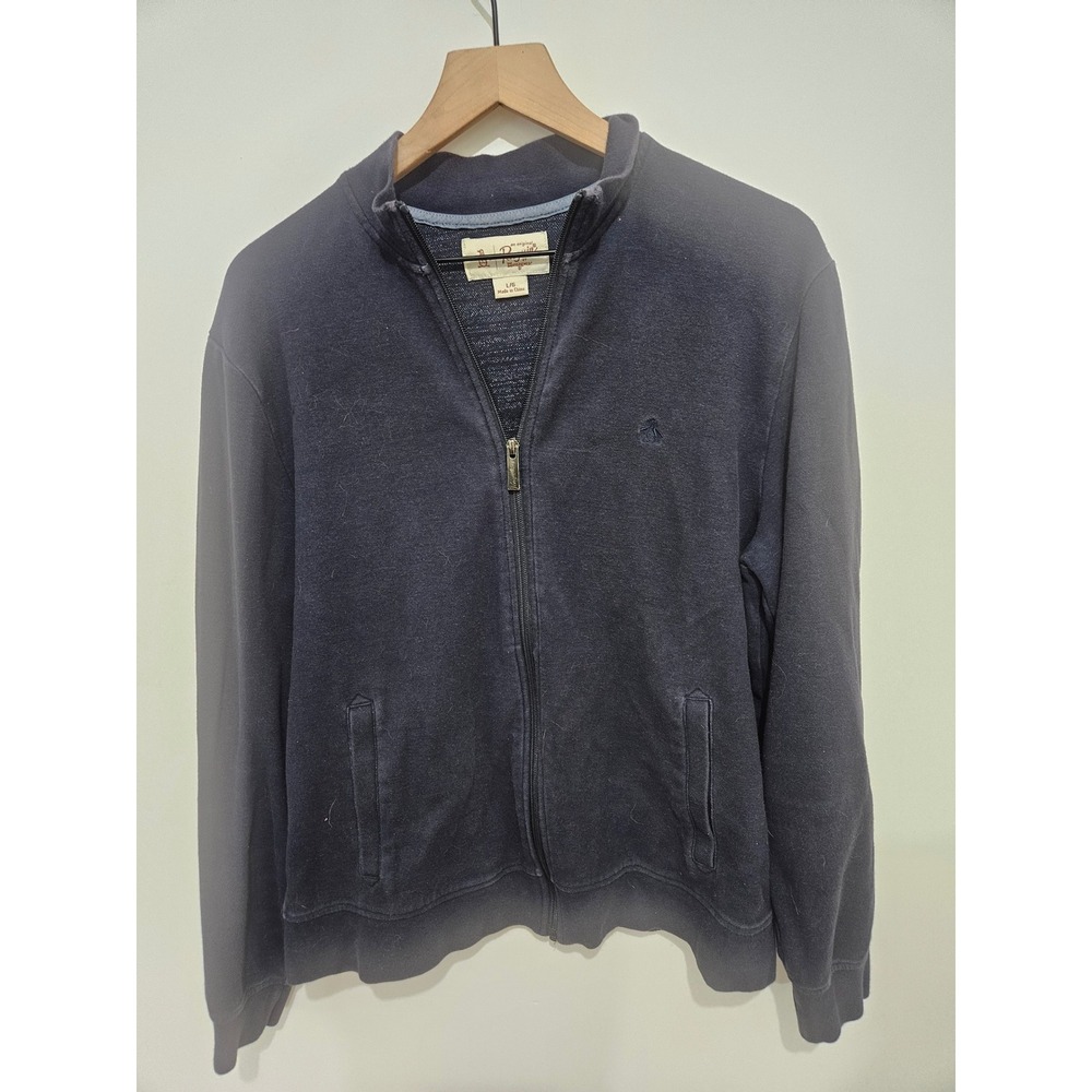 Original Penguin Mens Navy Blue Full Zip Mock Neck Sweatshirt RT2176 Large‎